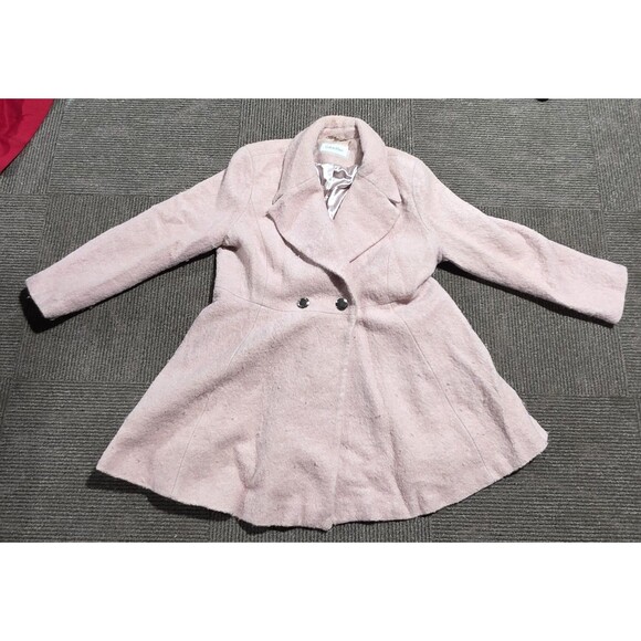Calvin Klein Wool Blend Coat Plus Size Pink Rose A-Line Flare Swing Peacoat XXL - Picture 1 of 4
